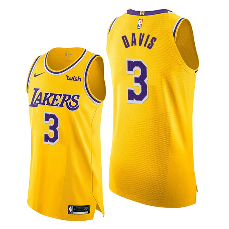 Men's Los Angeles Lakers Anthony Davis #3 NBA Yellow Authentic Icon Edition Gold Basketball Jersey MQN5183JQ
